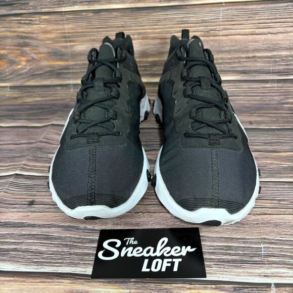 Nike Men's React Element 55 Athletic Black Shoes - Picture 2 of 8